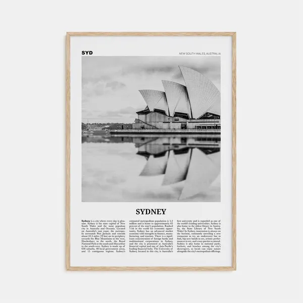 Sydney Black and White Travel Poster, New South Wales