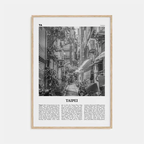 Taipei Black And White Travel Poster Art Print