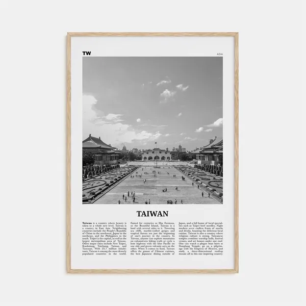 Taiwan Black and White Travel Poster, Taipei Asia