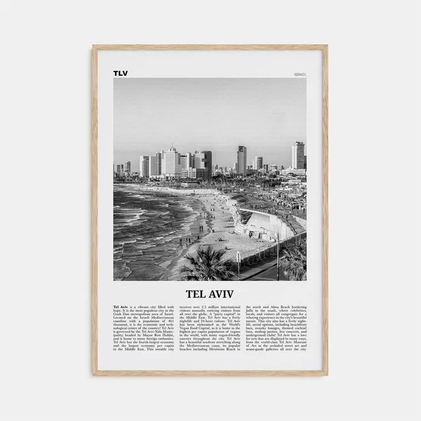 Tel Aviv Black And White Travel Poster, Israel