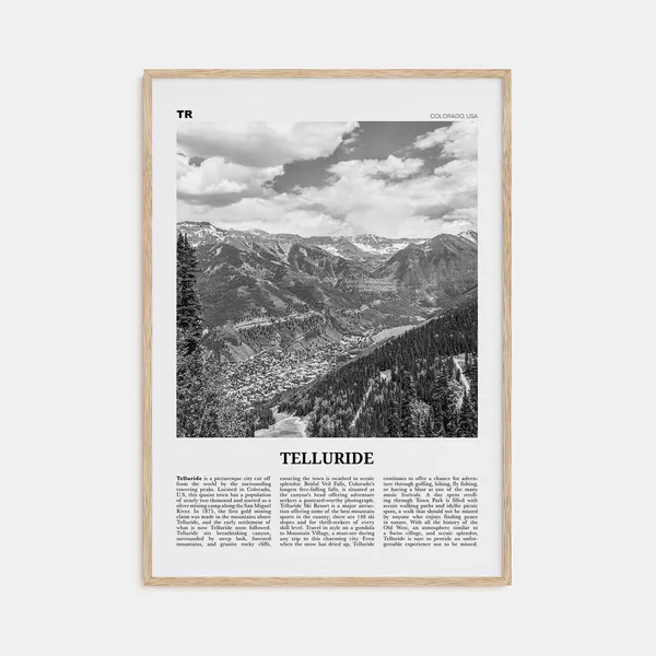 Telluride Black and White Travel Poster, Colorado USA