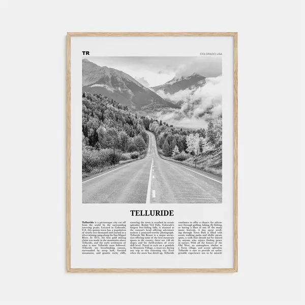 Telluride Black And White Travel Poster, Colorado