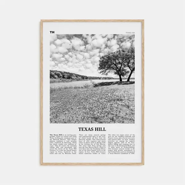 Texas Hill Black and White Travel Poster Print