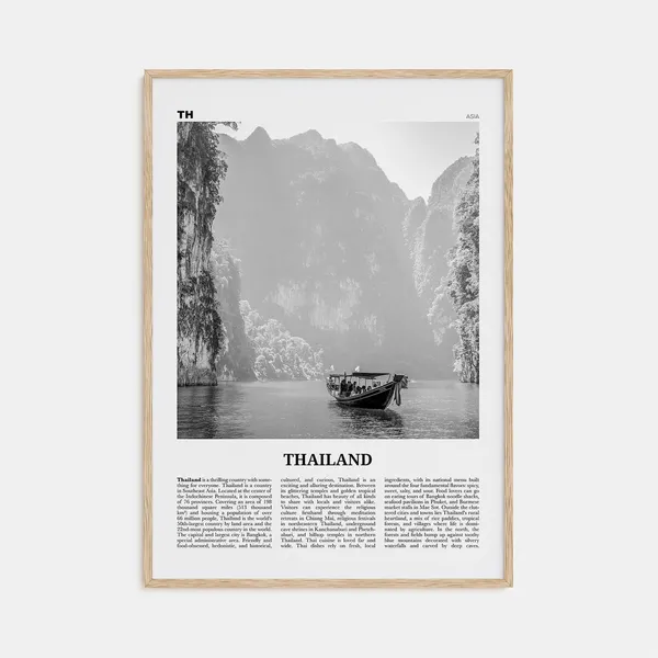 Thailand Black And White Travel Poster, Bangkok
