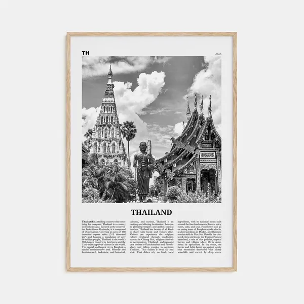 Thailand Black and White Asia Travel Poster No. 2