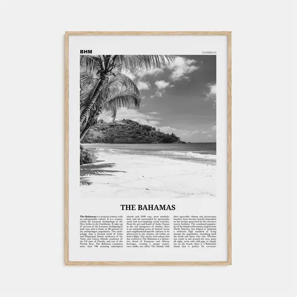 Bahamas Black and White Travel Poster, Nassau