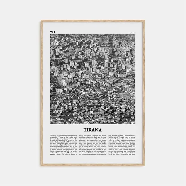 Tirana Black and White Travel Poster, Albania
