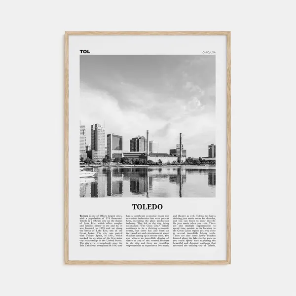 Toledo Black And White Travel Poster, Ohio USA