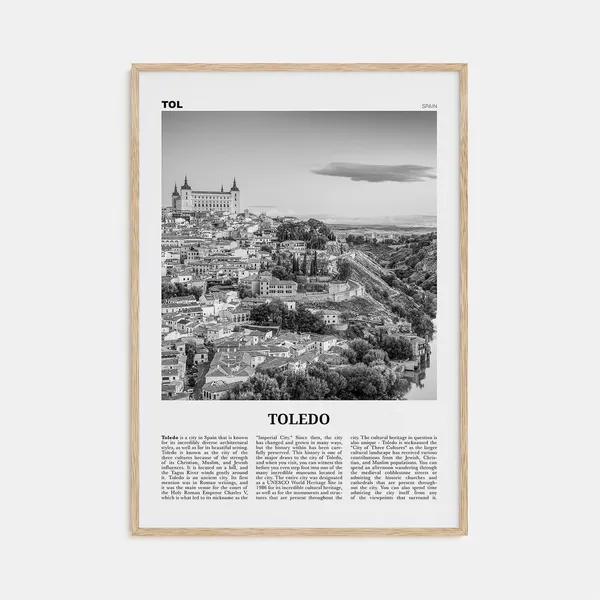 Toledo Black And White Travel Poster, Spain Wall Art