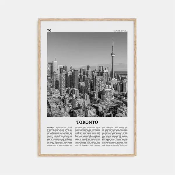 Toronto Black and White Travel Poster, Ontario