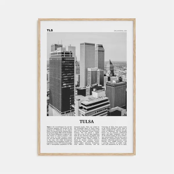 Tulsa Black And White Travel Poster, Oklahoma USA