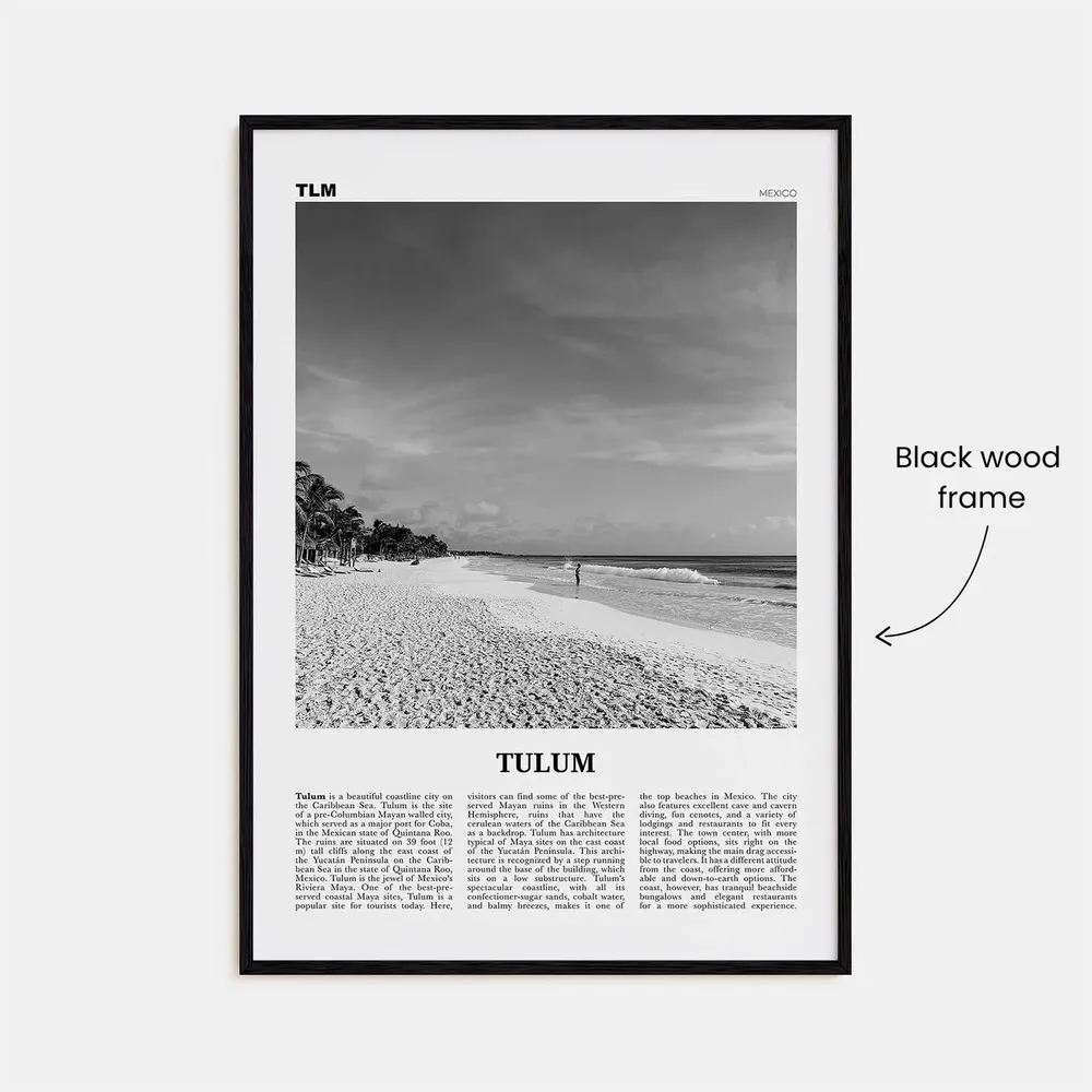 Tulum Black and White No. 1 Travel Poster, Mexico - Image 3