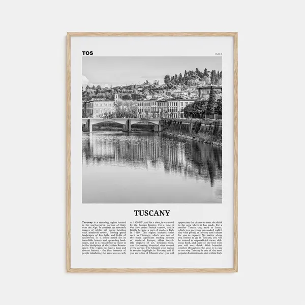 Tuscany, Black And White Travel Poster, Italy