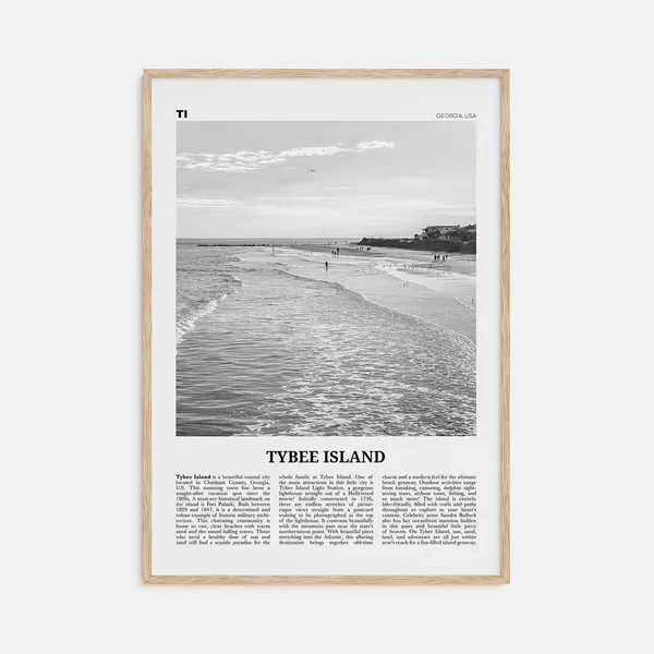 Tybee Island Georgia Black and White Travel Poster