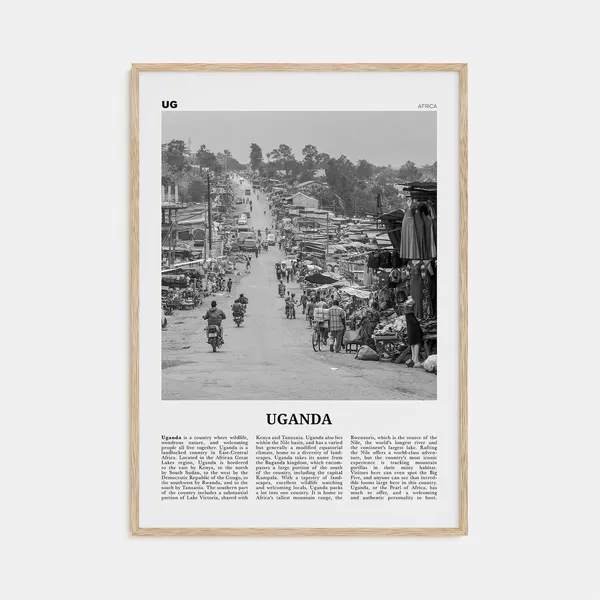 Uganda Black And White Travel Poster, Kampala Africa
