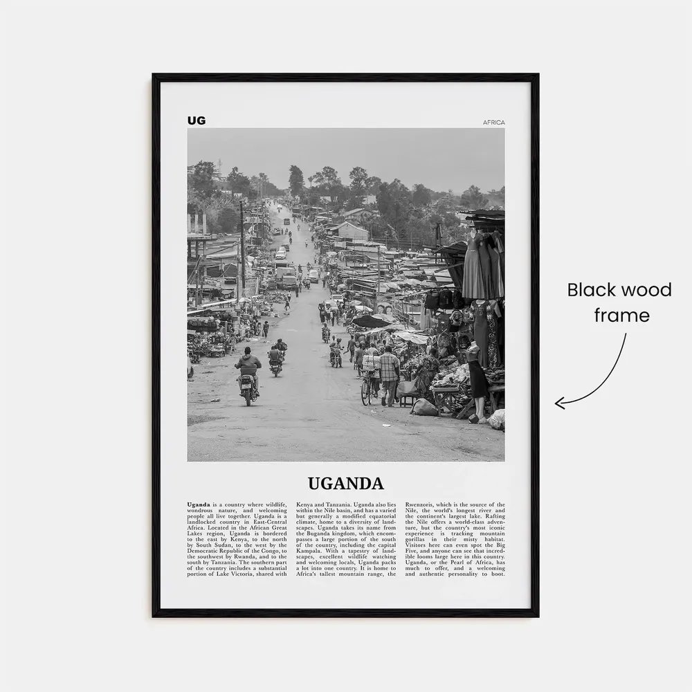 Uganda Black And White Travel Poster, Kampala Africa - Image 3