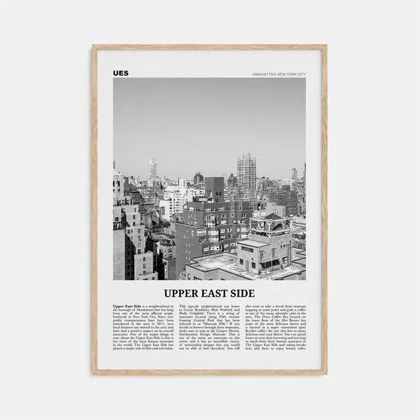 Upper East Side, New York Black and White Travel Poster