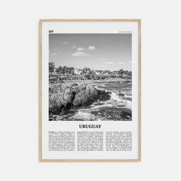 Uruguay Black and White Travel Poster, Montevideo