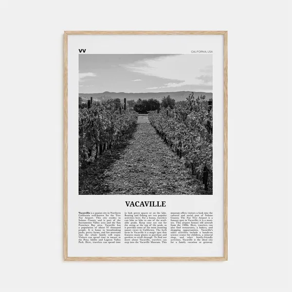 Vacaville Black and White Map Art Print, California