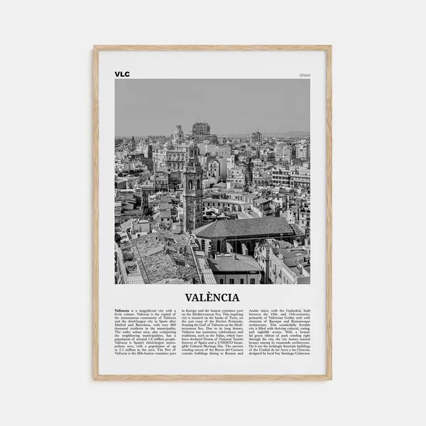 Valencia Black And White Travel Poster Art Print
