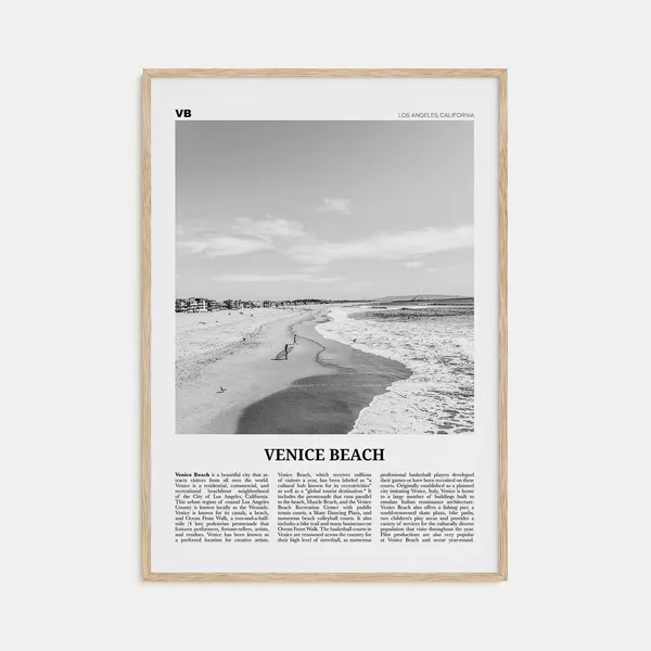 Venice Beach Black And White Travel Poster, Los Angeles