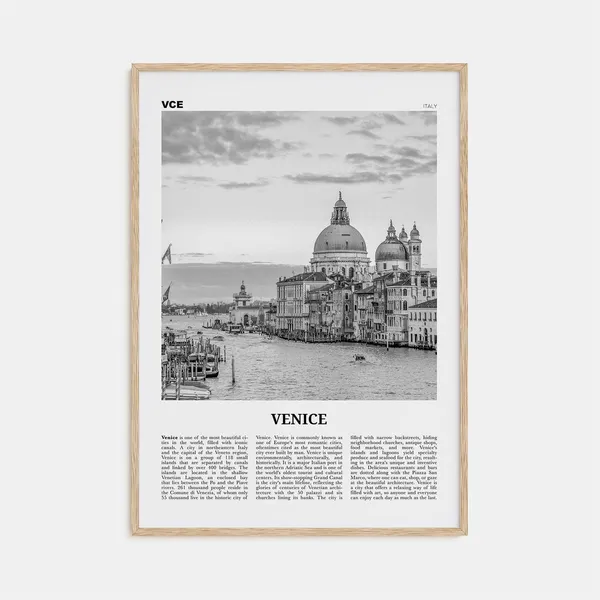 Venice Black and White Travel Poster, Italy