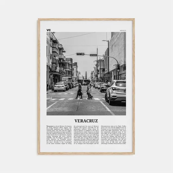 Veracruz, Mexico Travel Poster, Black and White