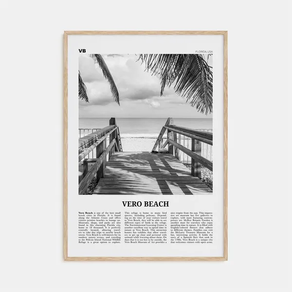 Vero Beach Black And White Travel Poster, Florida Map