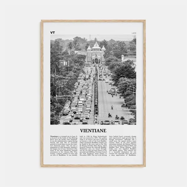 Vientiane Black and White Travel Poster, Laos