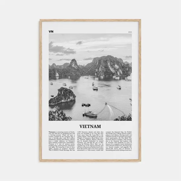Vietnam Black And White Travel Poster, Hanoi, Asia