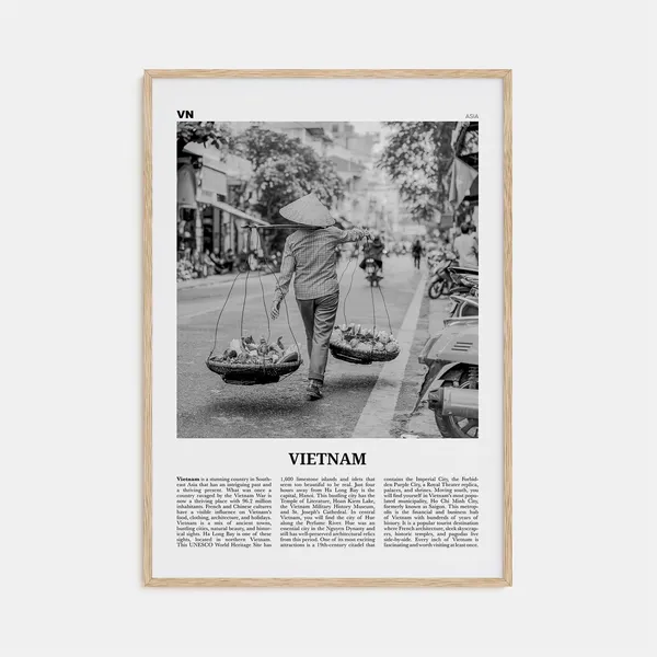 Vietnam Black and White Travel Poster, Ho Chi Minh