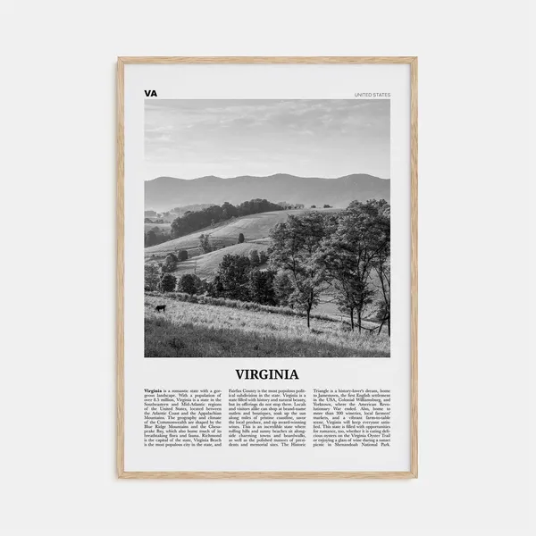 Virginia Black and White Travel Poster, Wall Art