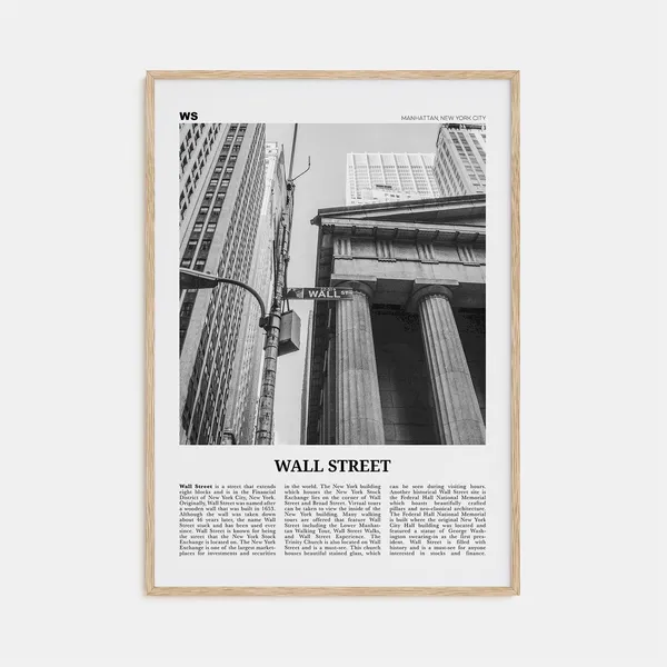 Wall Street Black And White Travel Poster, Manhattan