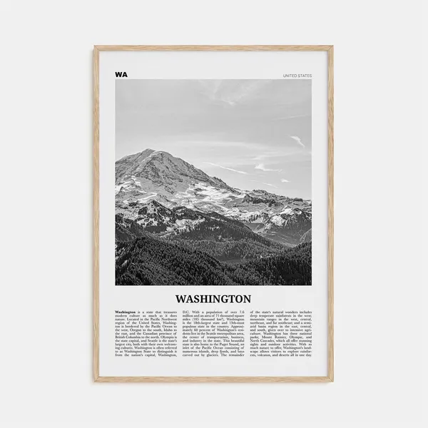 Washington State Black and White Travel Poster
