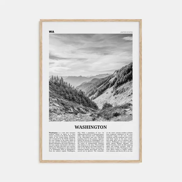 Washington State Black And White No. 2 Travel Poster