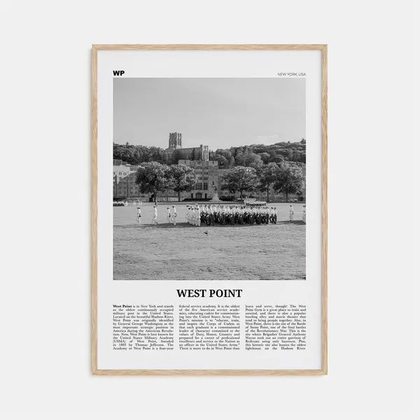 West Point Black and White Travel Poster, New York