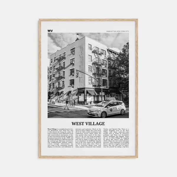 West Village Black and White New York Travel Poster