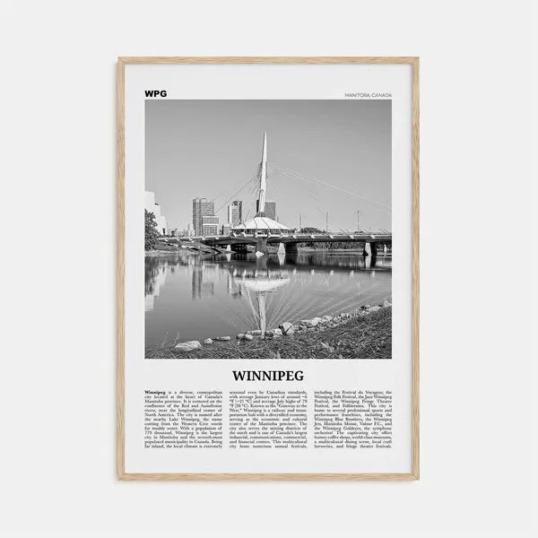 Winnipeg Black And White Travel Poster, Manitoba