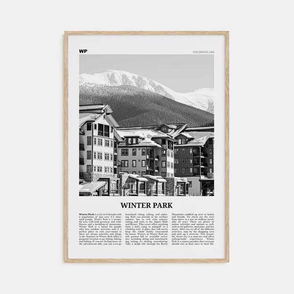 Winter Park Black and White Travel Poster, Colorado