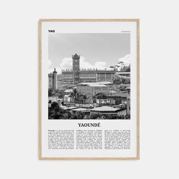 Yaounde Black And White Poster Print, Cameroon