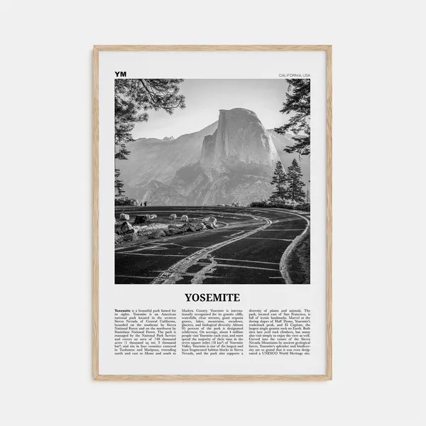 Yosemite National Park Black and White Poster