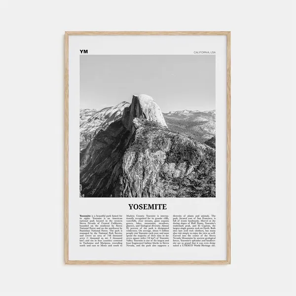 Yosemite National Park Black and White Travel Poster