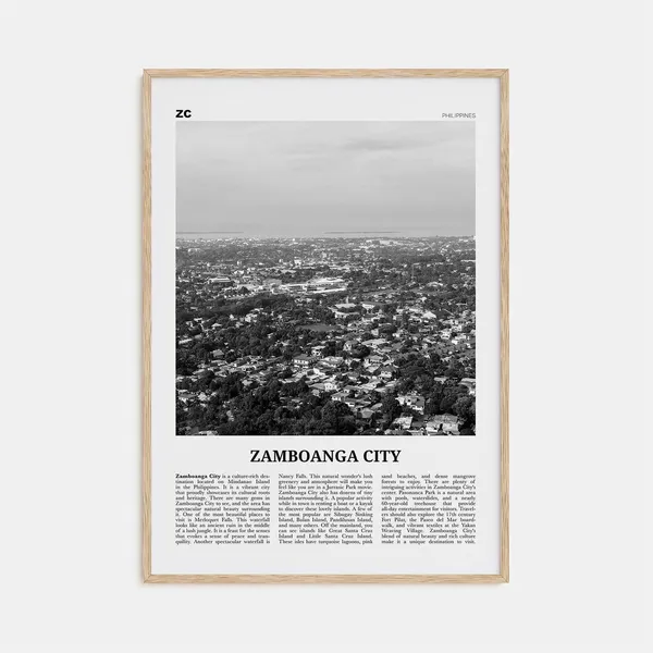Zamboanga City Black and White Travel Poster, Philippines