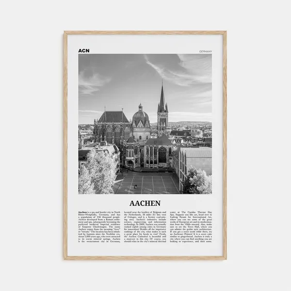 Aachen Black and White Travel Poster, Germany View