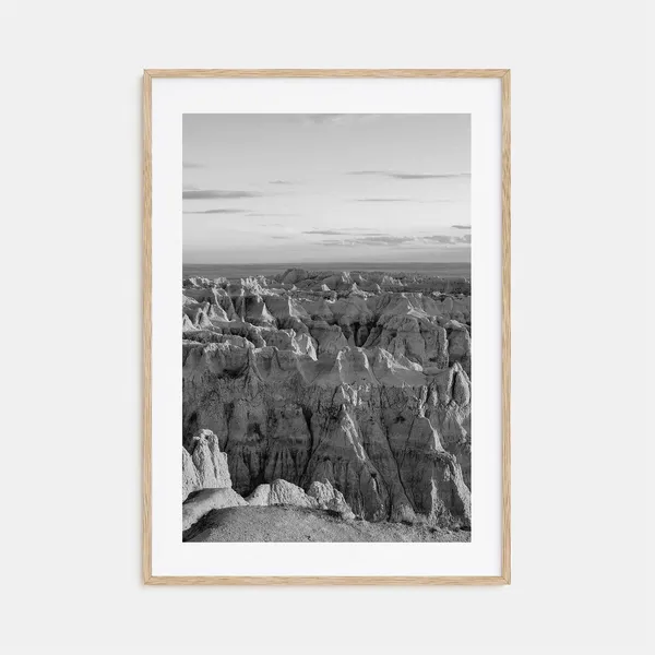 Badlands National Park Black and White Travel Poster