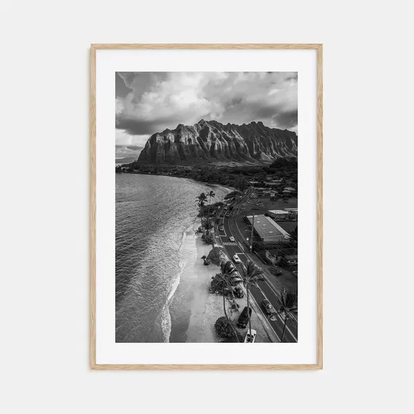 Oahu Black And White Travel Poster Print