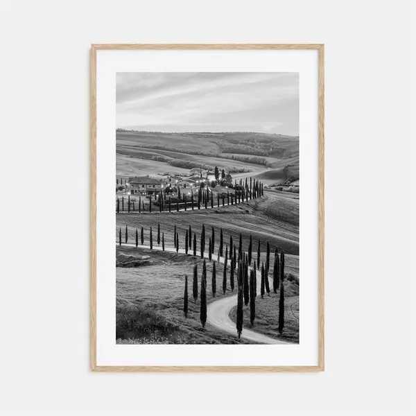 Tuscany Black and White Travel Poster, Map Art Print