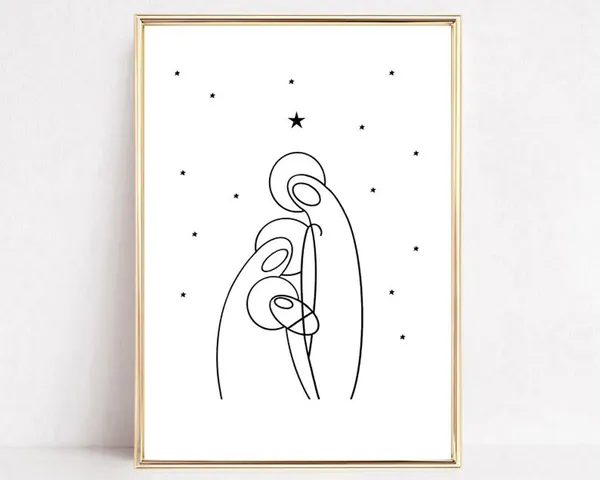 Holy Family Christmas Poster, Christian Holiday Art Print