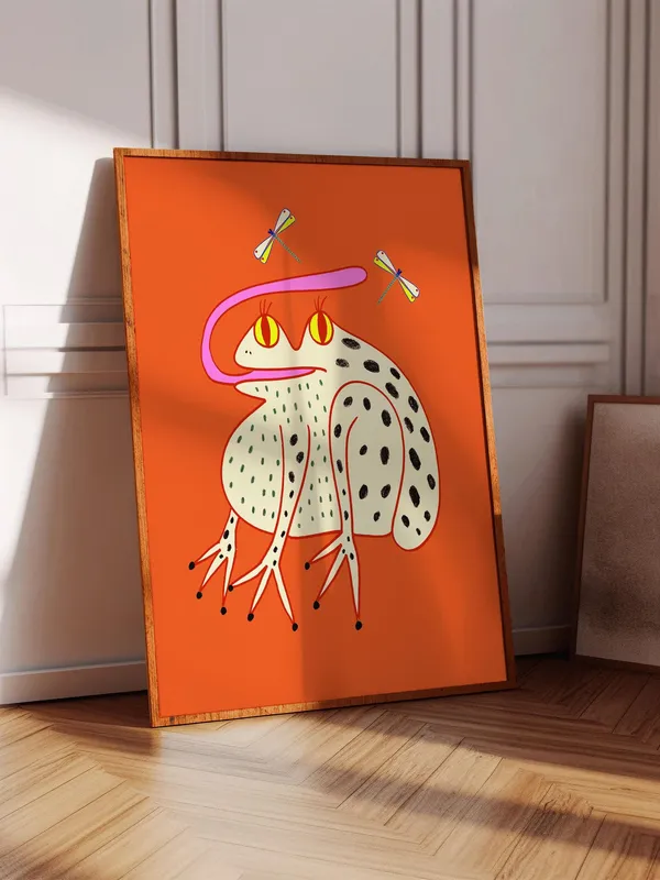 Fab Frog Art Print, Floral Home Decor