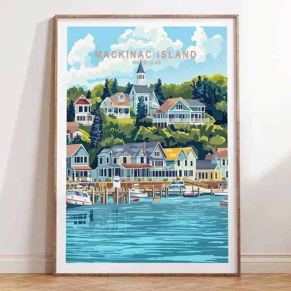 Mackinac Island Michigan Travel Poster, Travel Print